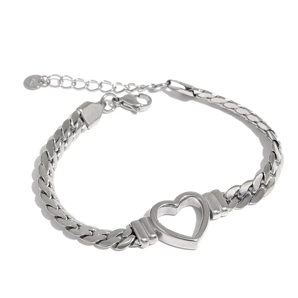 Heart with Chain of Links Grandes Bracelet (18K Gold Plated)