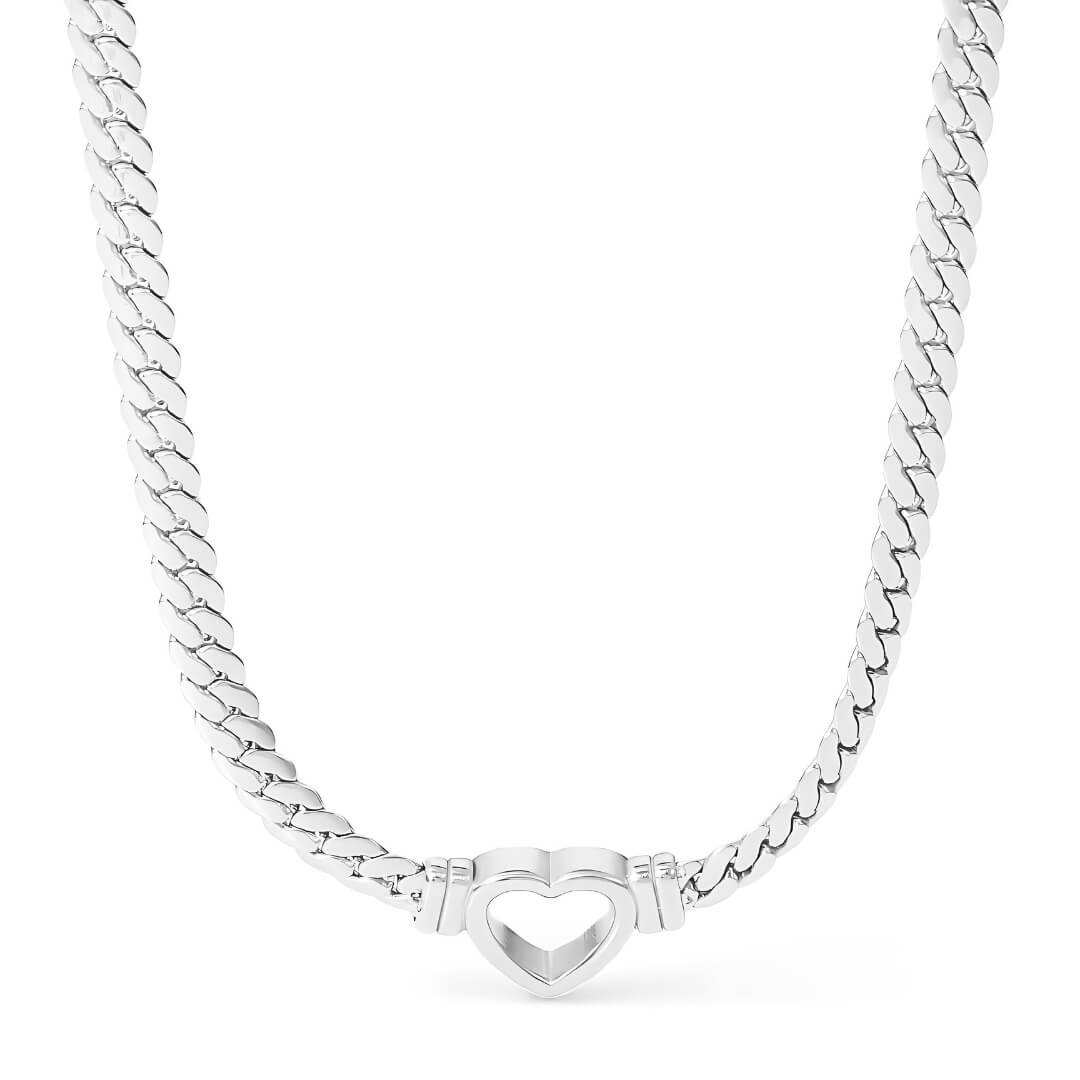 Heart with Chain of Links Gruesos Necklace (18K Gold Plated)