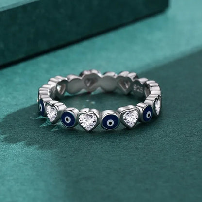 Turkish Eye and Heart Ring (Sterling Silver 925)