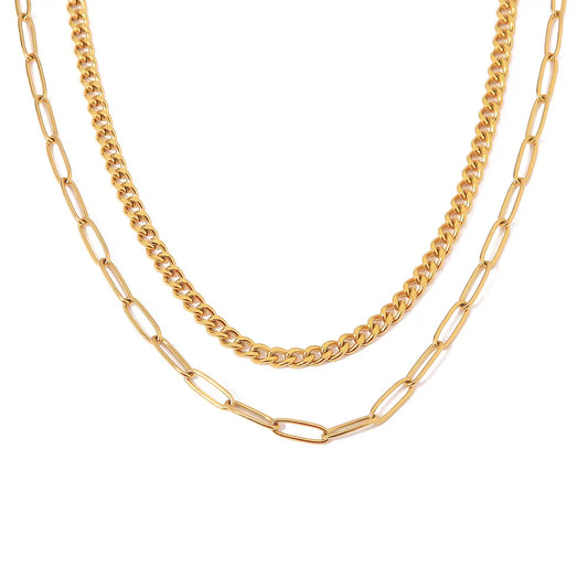 Mix Necklace Roma Chain and Links Rectangulares (18K Gold Plated)