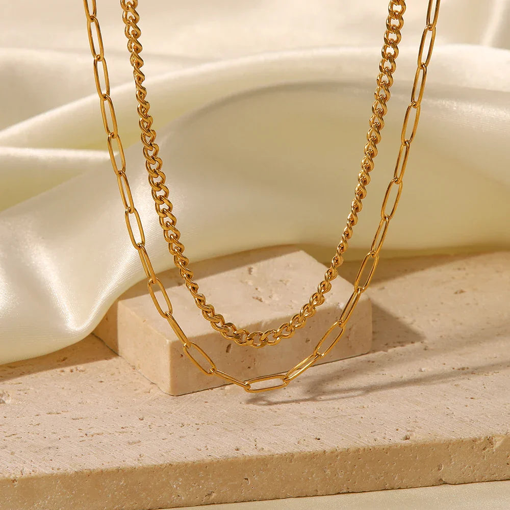 Mix Necklace Roma Chain and Links Rectangulares (18K Gold Plated)