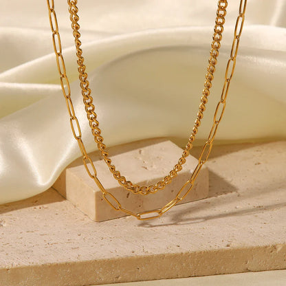 Mix Necklace Roma Chain and Links Rectangulares (18K Gold Plated)