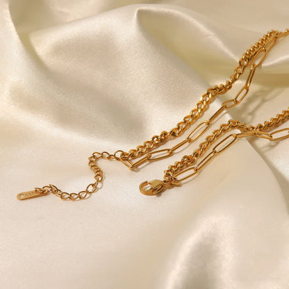 Mix Necklace Roma Chain and Links Rectangulares (18K Gold Plated)