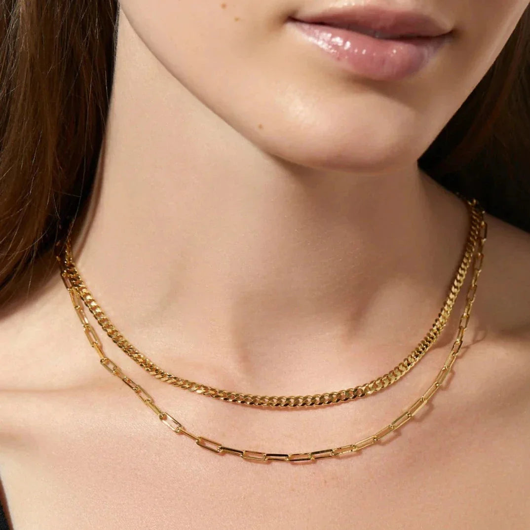 Mix Necklace Roma Chain and Links Rectangulares (18K Gold Plated)