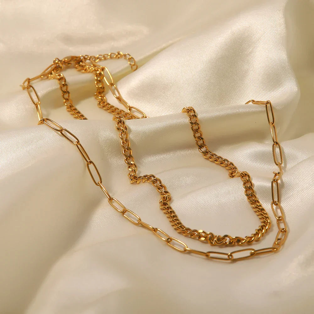 Mix Necklace Roma Chain and Links Rectangulares (18K Gold Plated)