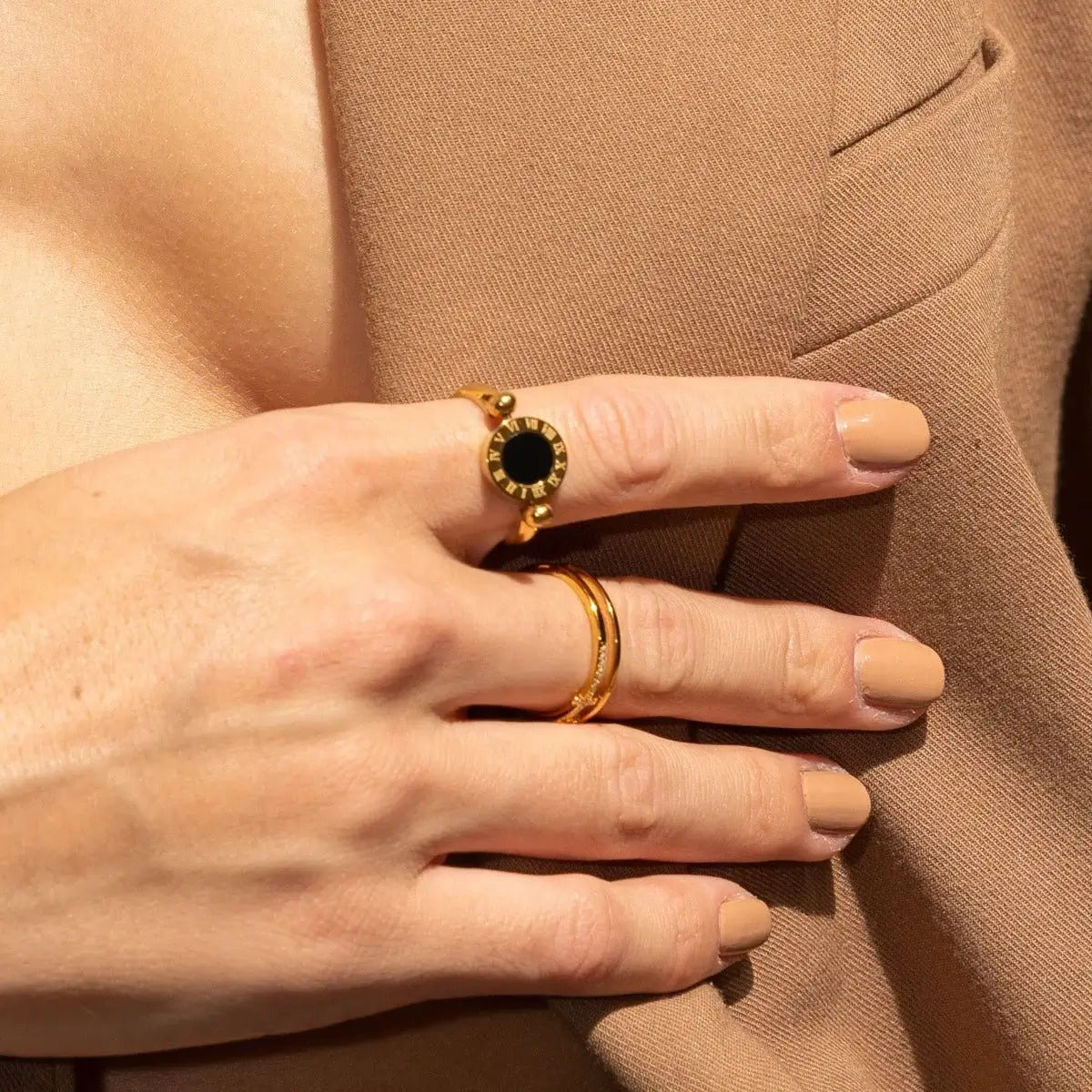 Spinner with Roman Numerals Ring (Gold Plated)