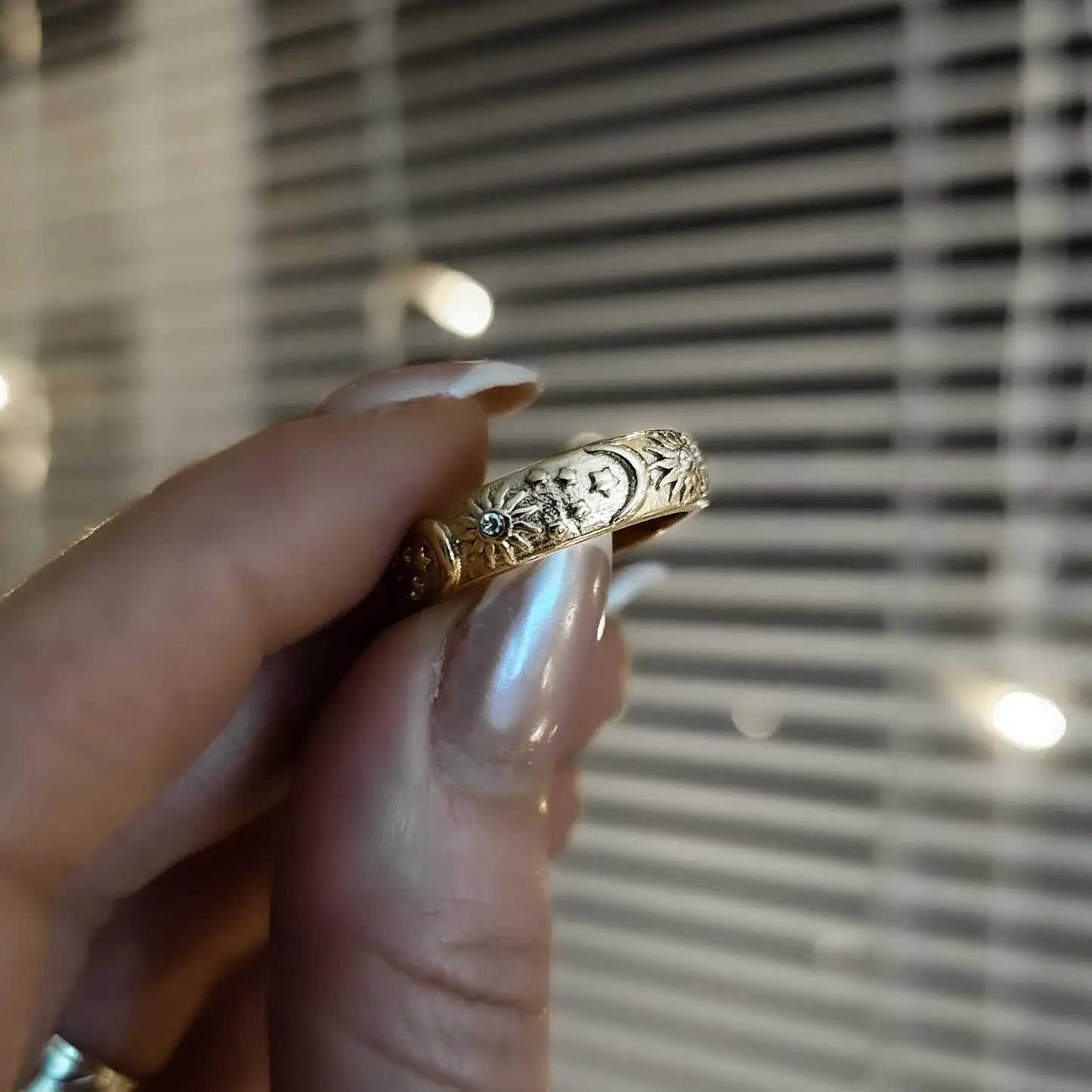Celeste Sun and Moon Zirconia Ring (18K Gold Plated)