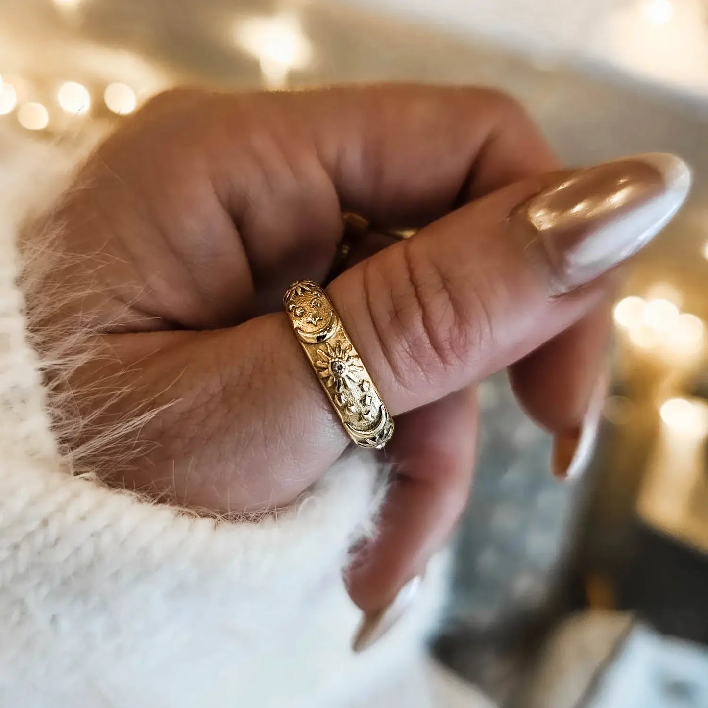 Celeste Sun and Moon Zirconia Ring (18K Gold Plated)