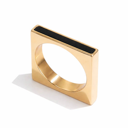 Square Geometric Cesare Ring (18K Gold Plated)