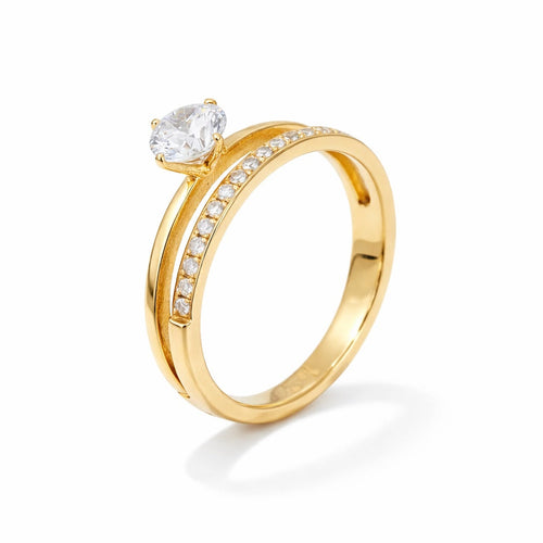 Double Studded Solitaire Ring (Gold Plated)