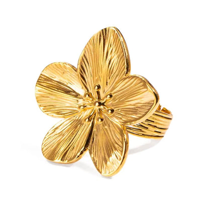 Cherry Blossom Adjustable Ring (18K Gold Plated)
