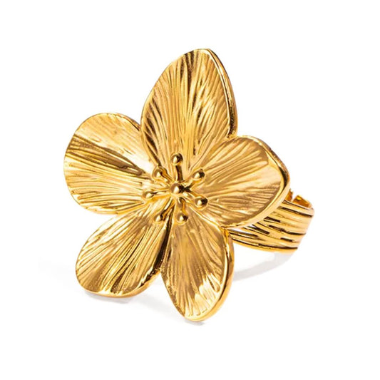 Cherry Blossom Adjustable Ring (18K Gold Plated)