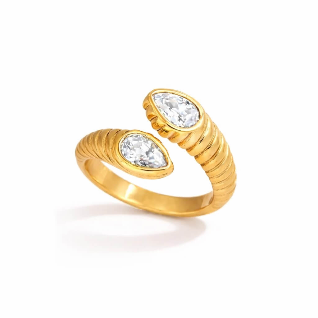 Snake Adjustable with Zirconia Ring (18K Gold Plated)