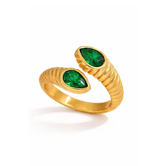 Snake Adjustable with Zirconia Ring (18K Gold Plated)