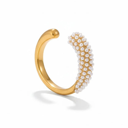 Spike with Pearls Adjustable Ring (18K Gold Plated)