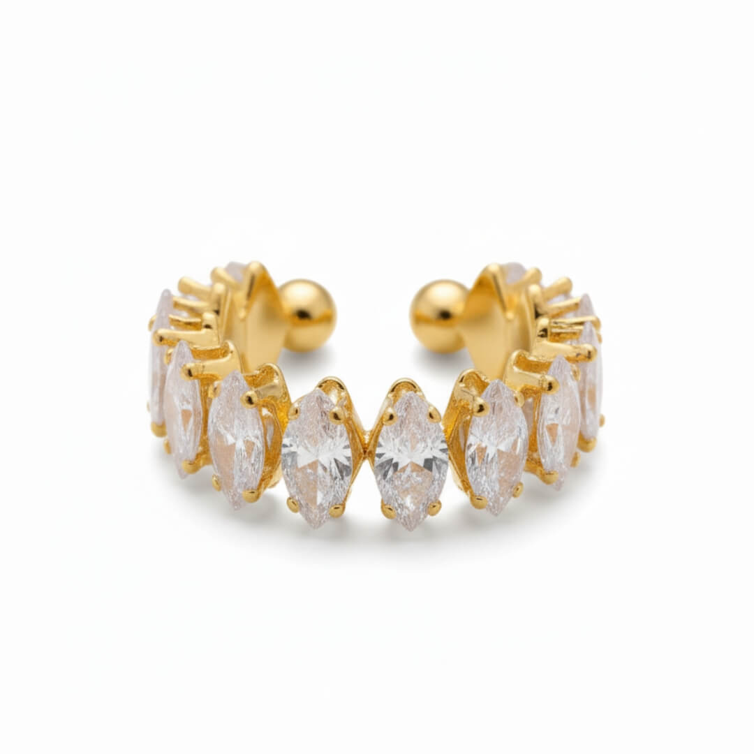 Vicenza with Crown of Zirconia Marquise Ring (18K Gold Plated)