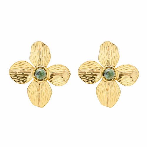 Flower of Emerald Earring (18K Gold Plated)