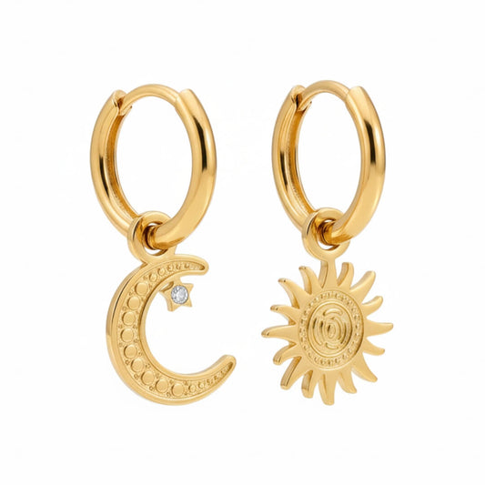 Aro Sun and Moon Earring (18K Gold Plated)