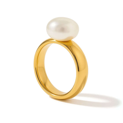 Emma Pearl Minimalist Ring (18K Gold Plated)
