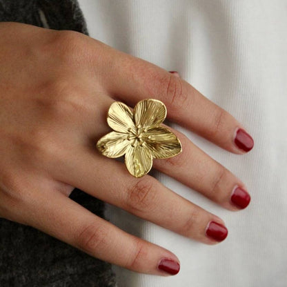 Cherry Blossom Adjustable Ring (18K Gold Plated)