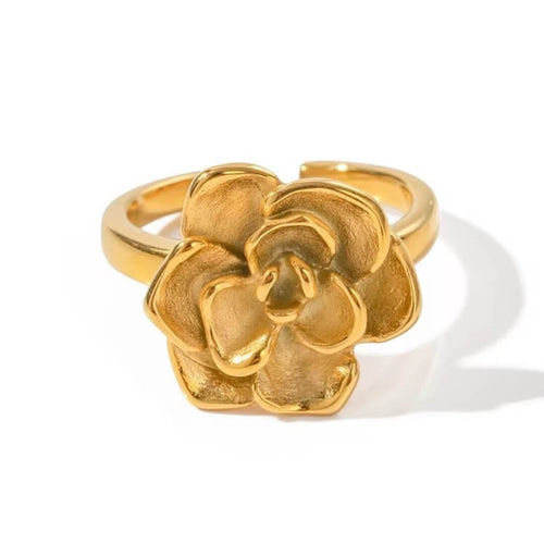 Lotus Adjustable Ring (18K Gold Plated)
