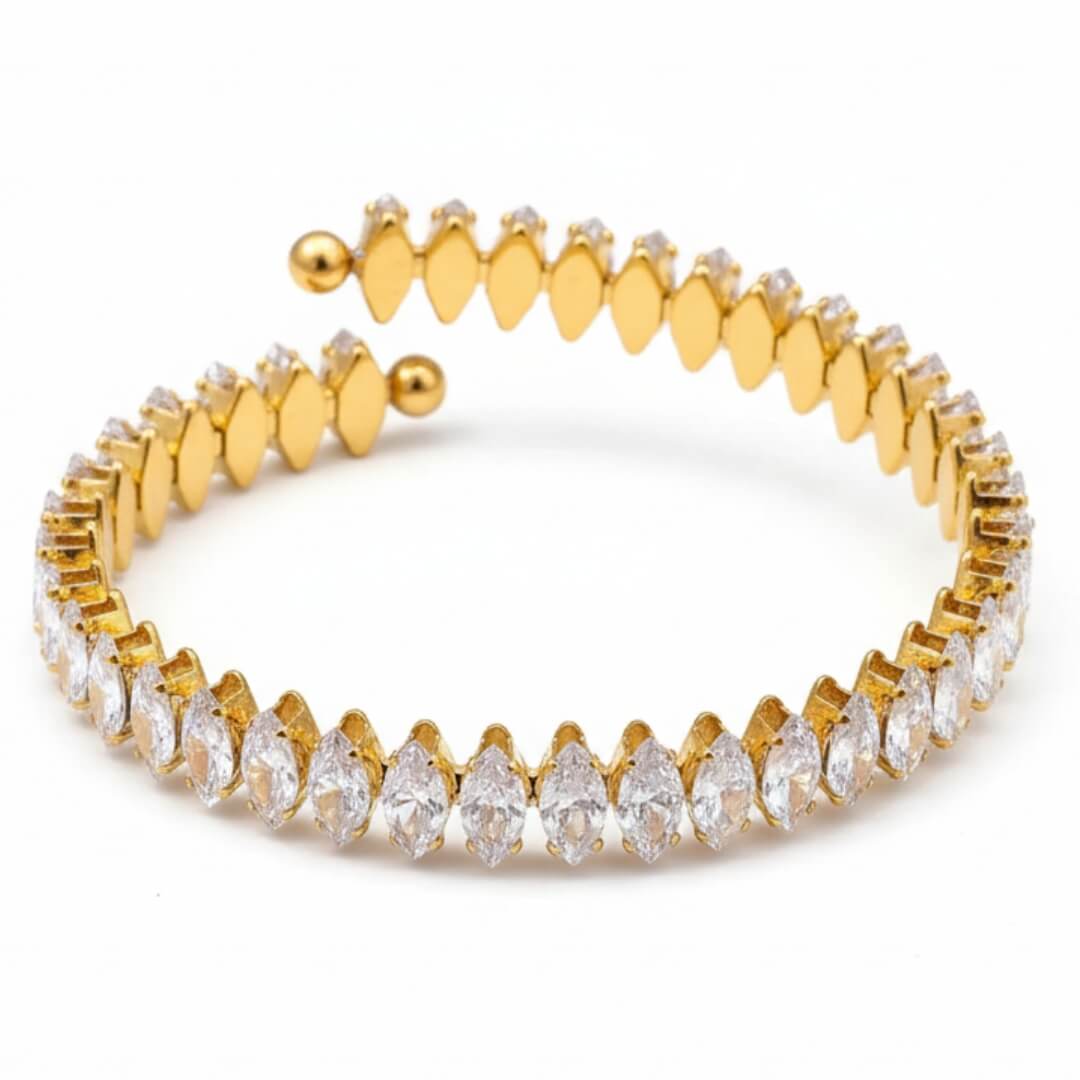 Brazalete Vicenza Coroa of Zircônia Marquise (18K Gold Plated)