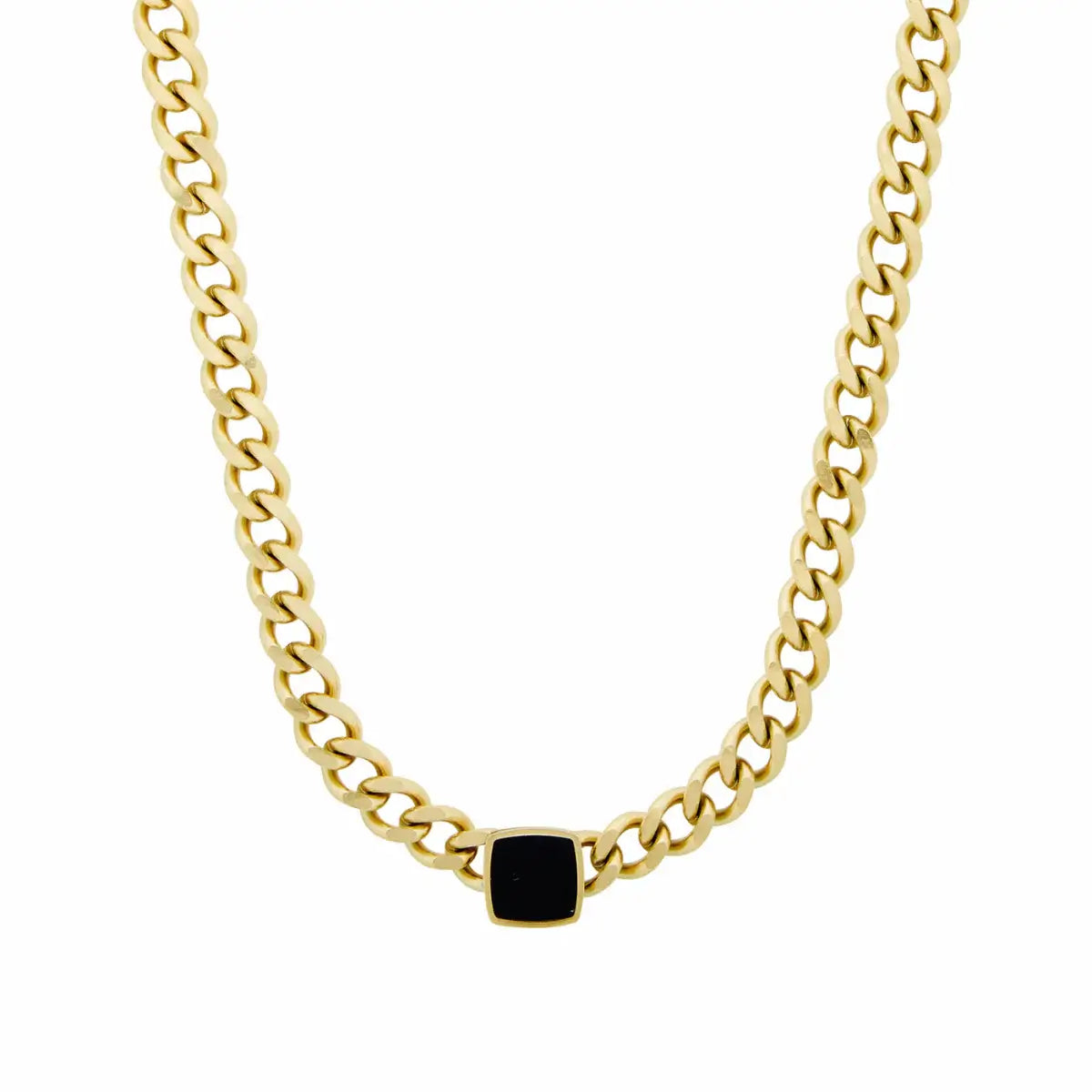 Chain Ónix Square Necklace (Gold Plated)