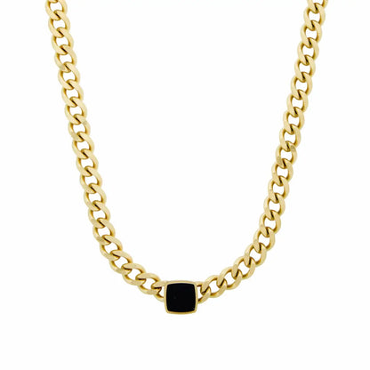 Chain Ónix Square Necklace (Gold Plated)