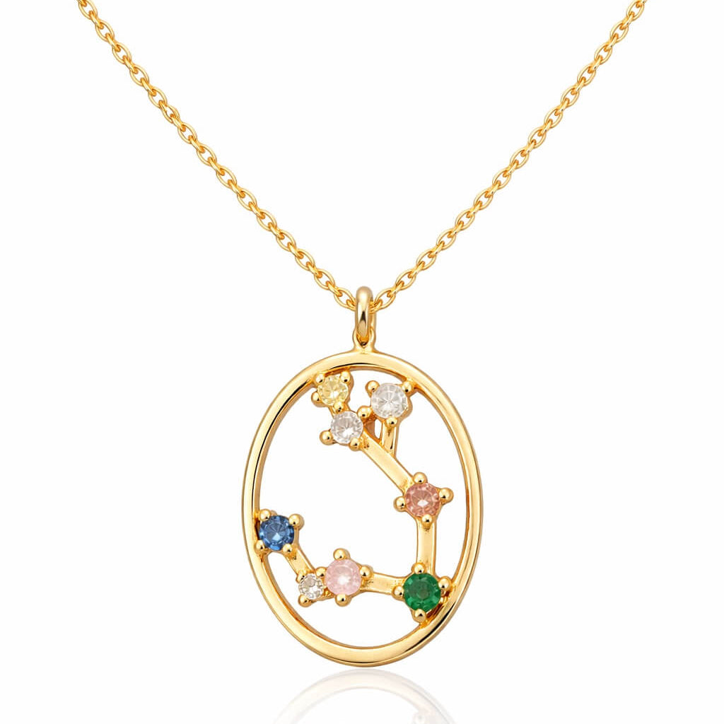 Constelaciones del Zodíaco Circonio Colorido Necklace (18K Gold Plated)