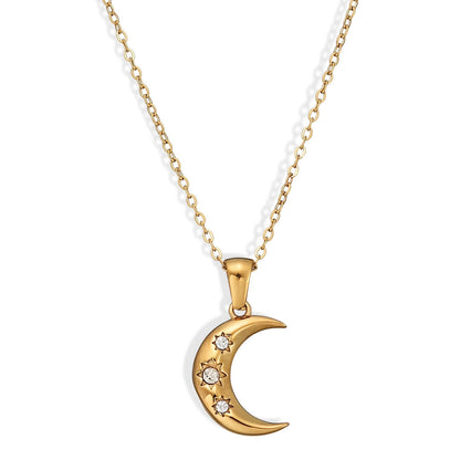 Luna Creciente of Zirconia Necklace (18K Gold Plated)