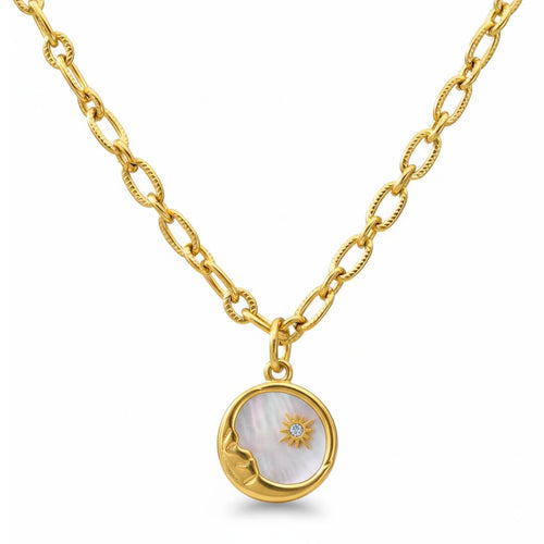 Marsella Sun and Moon Necklace (Baño in Gold 18K)