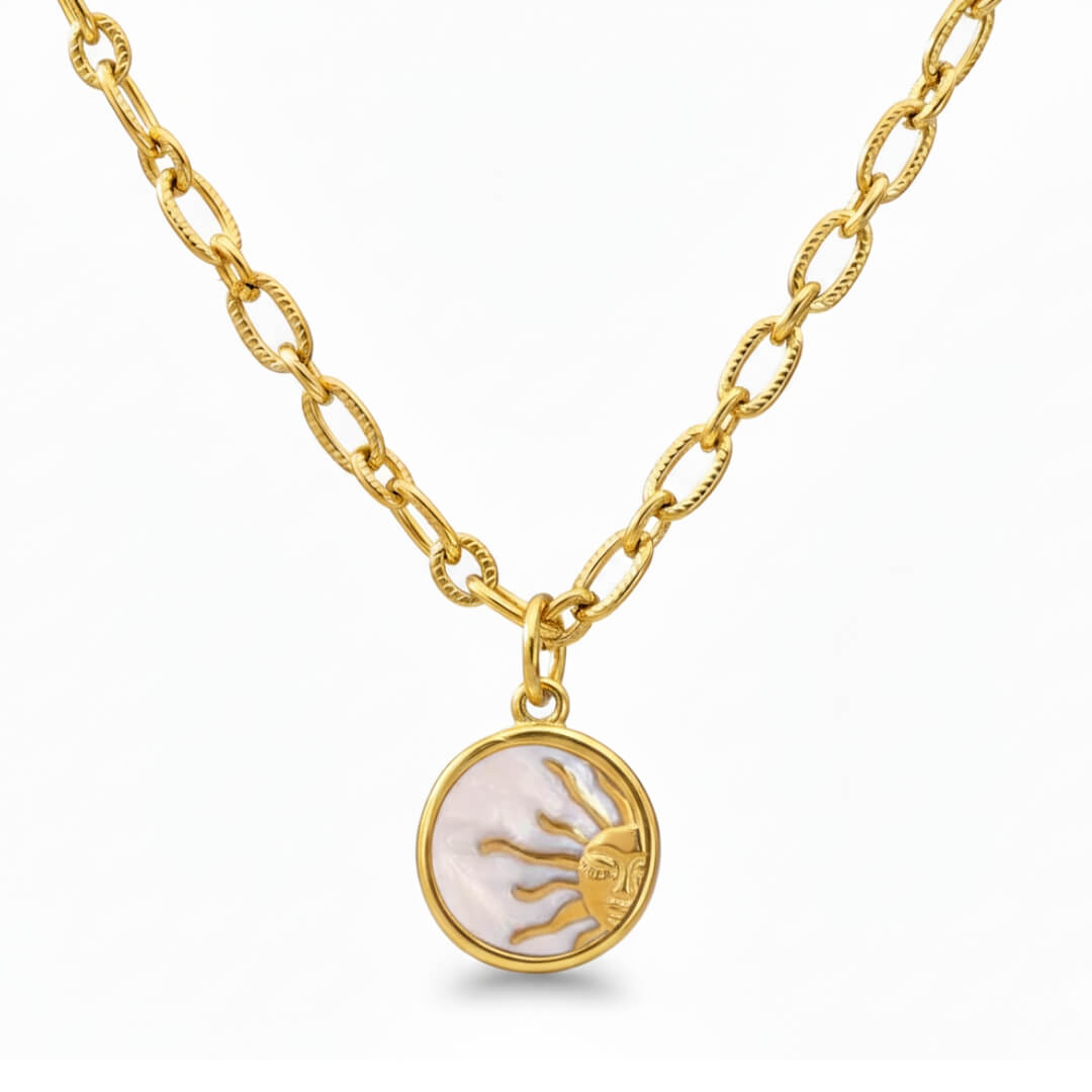 Marsella Sun and Moon Necklace (Baño in Gold 18K)