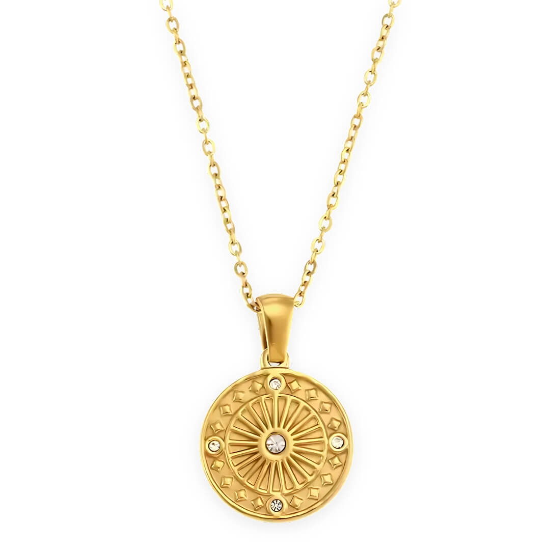 Sun with Zirconias Necklace (Gold Plated)