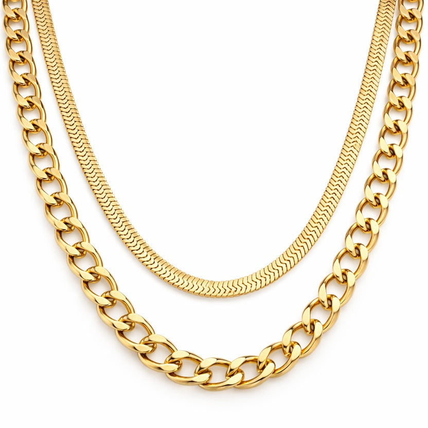 Capas of Malla and Chain Necklace (18K Gold Plated)