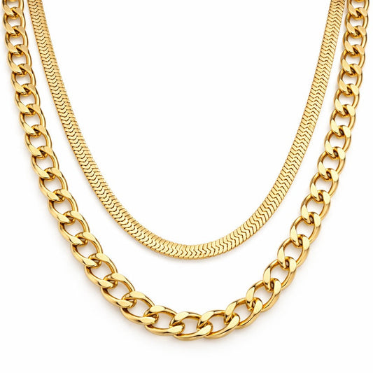 Capas of Malla and Chain Necklace (18K Gold Plated)