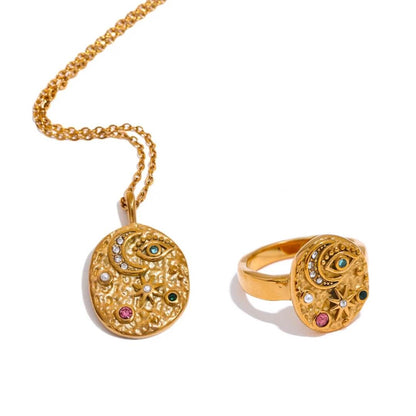 Set Marsella: Necklace + Ring (18K Gold Plated)