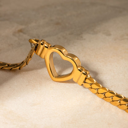 Heart with Chain of Links Grandes Bracelet (18K Gold Plated)