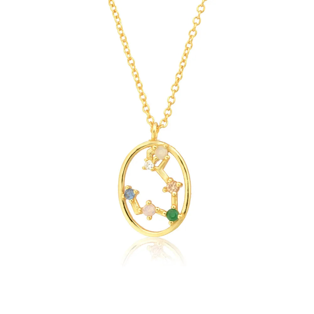 Constelaciones del Zodíaco Circonio Colorido Necklace (18K Gold Plated)