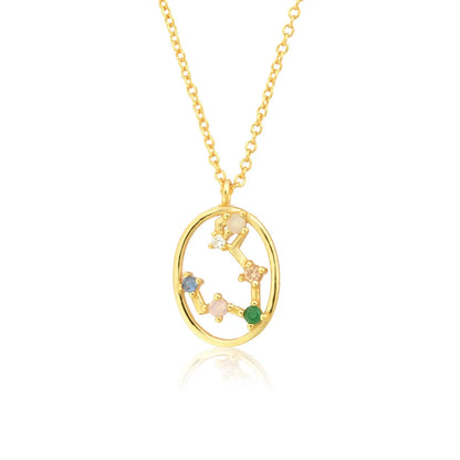 Constelaciones del Zodíaco Circonio Colorido Necklace (18K Gold Plated)