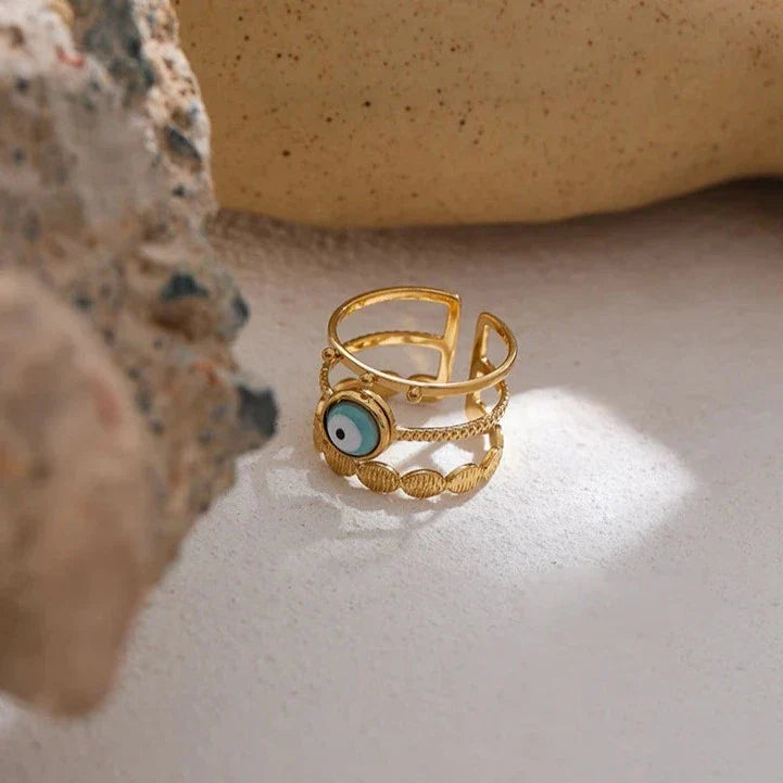 Turkish Eye Afrodita Ring (18K Gold Plated)
