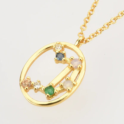 Constelaciones del Zodíaco Circonio Colorido Necklace (18K Gold Plated)