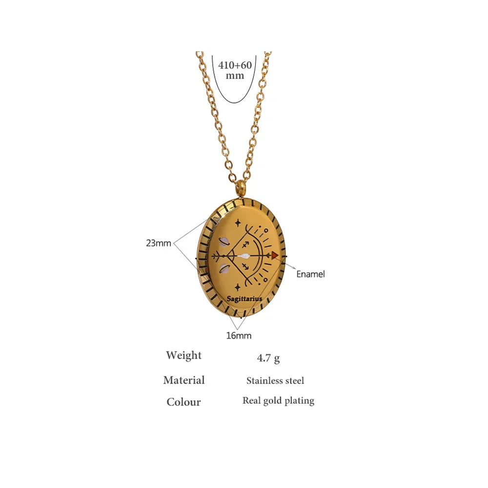 Constelaciones del Zodíaco Medal Necklace (18K Gold Plated)