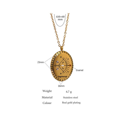 Constelaciones del Zodíaco Medal Necklace (18K Gold Plated)