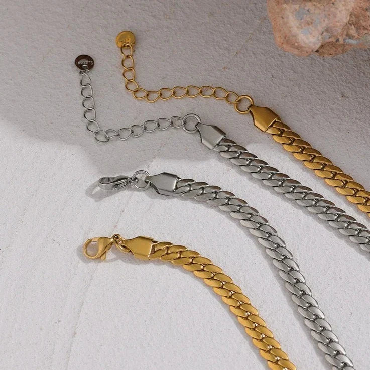 Heart with Chain of Links Gruesos Necklace (18K Gold Plated)