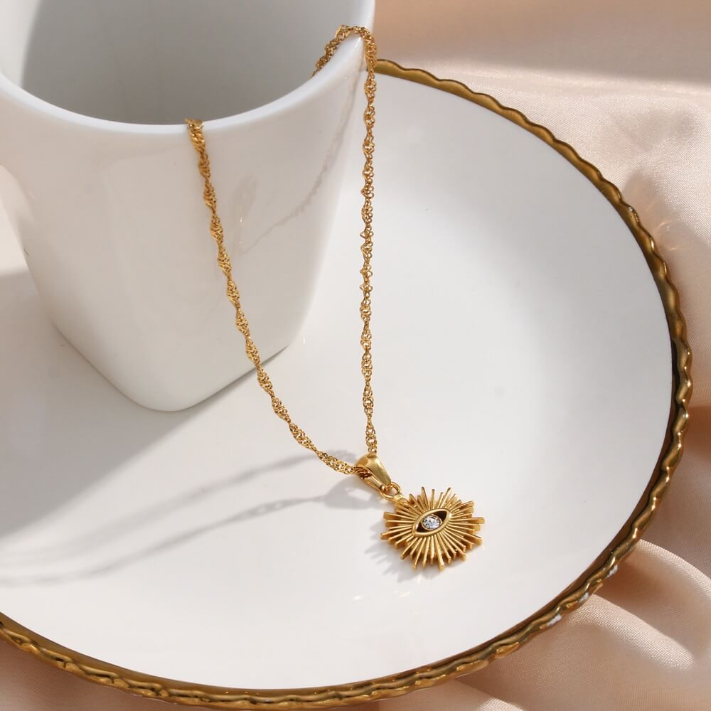 Set Occhio: Necklace + Ring Adjustable (Bañados in Gold 18K)
