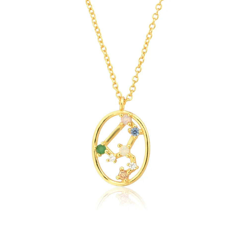 Constelaciones del Zodíaco Circonio Colorido Necklace (18K Gold Plated)