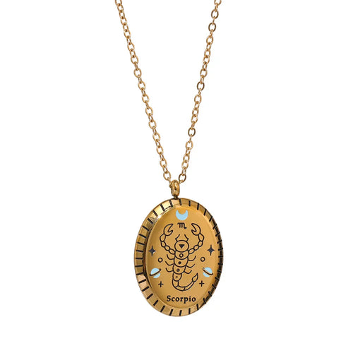 Constelaciones del Zodíaco Medal Necklace (18K Gold Plated)