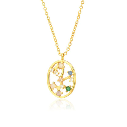 Constelaciones del Zodíaco Circonio Colorido Necklace (18K Gold Plated)