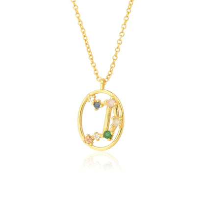 Constelaciones del Zodíaco Circonio Colorido Necklace (18K Gold Plated)