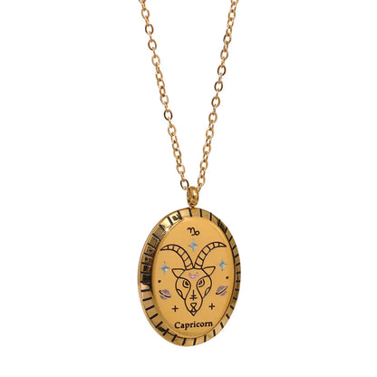 Constelaciones del Zodíaco Medal Necklace (18K Gold Plated)